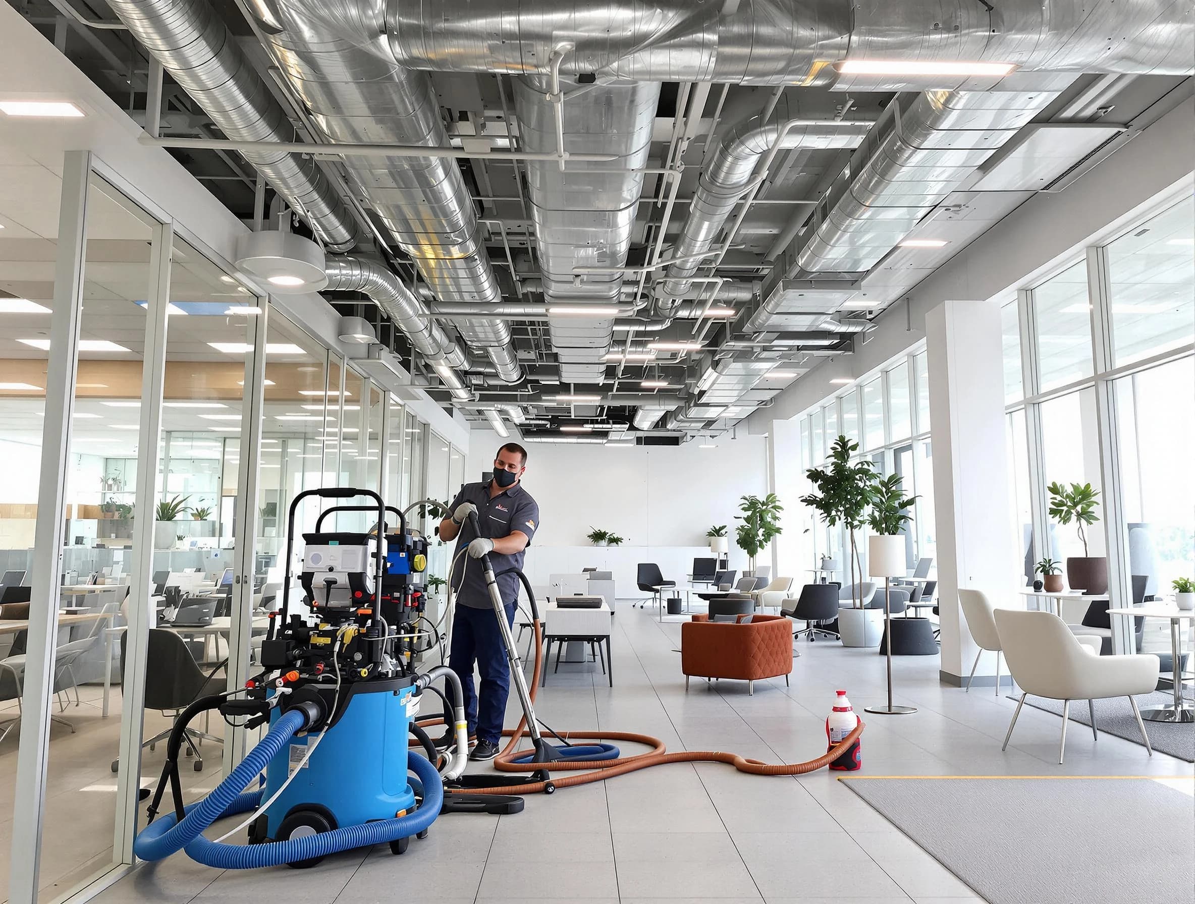 Anaheim Air Duct Cleaning team conducting comprehensive commercial duct cleaning at a business location in Anaheim