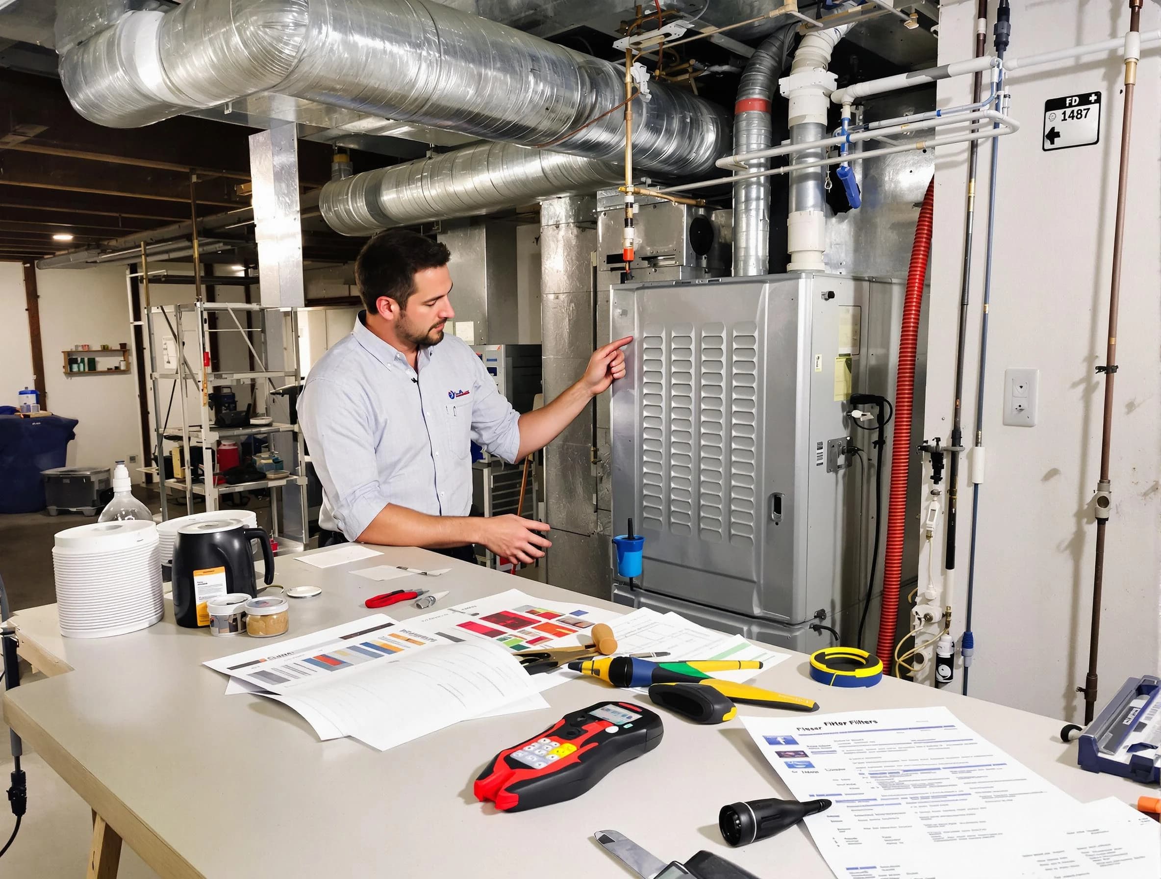 Anaheim Air Duct Cleaning inspector conducting detailed filter system evaluation using professional diagnostic tools in Anaheim