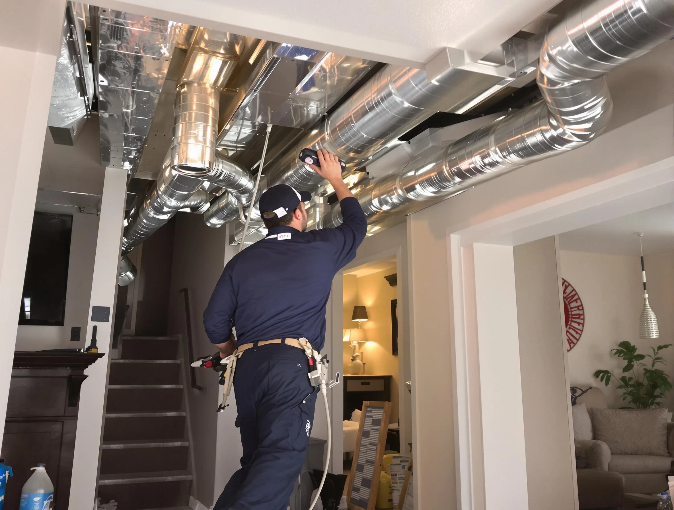 Anaheim Air Duct Cleaning expert performing specialized duct cleaning in a mobile home in Anaheim
