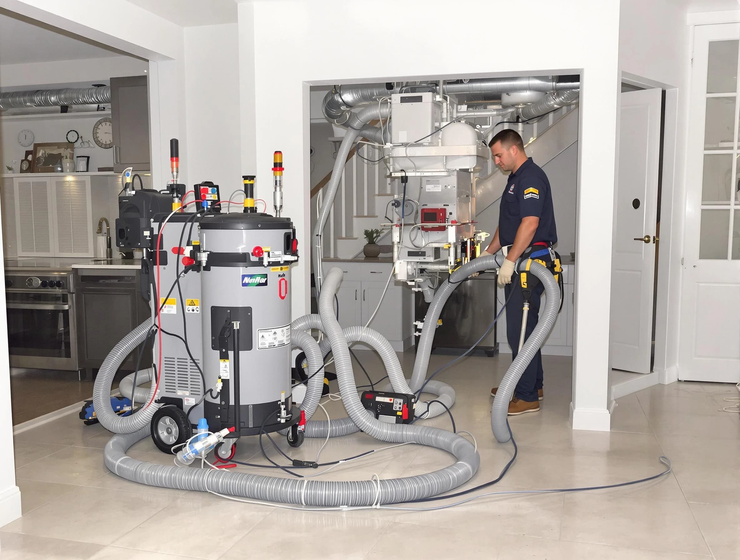 Anaheim Air Duct Cleaning technician operating negative pressure cleaning equipment for thorough duct maintenance in Anaheim